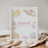 ピンクアウタースペースガール誕生日ウィズサイン ポスター