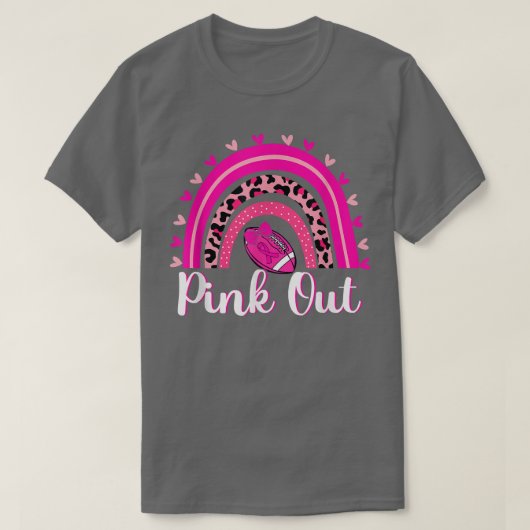 ピンクアウトレインボー乳癌リボン Tシャツ (デザイン正面)