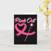 ピンクアウト乳癌ピンクリボンハート(Lacr) カード (黄色い花)