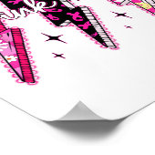 ピンクアウト市松模様に稲妻ボルト乳がんAw ポスター (角)