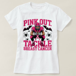 ピンクアウト フットボール タックル 乳がんシャツ Tシャツ