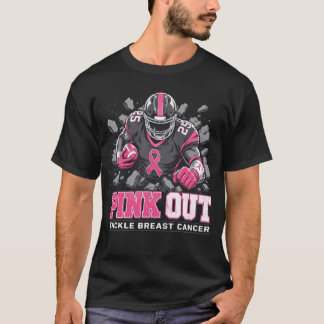 ピンクアウト 乳がんに立ち向かう アメリカンフットボール Tシャツ