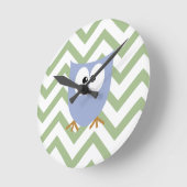 ピンクアウルベビーガール子供部屋ベッドルーム ラウンド壁時計 (傾斜)