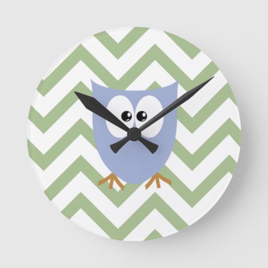 ピンクアウルベビーガール子供部屋ベッドルーム ラウンド壁時計 (正面)