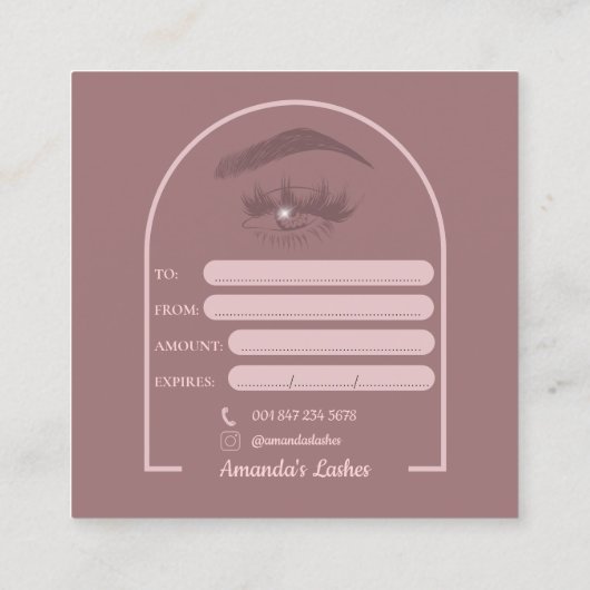 ピンクアエレガントーク美しいサロンギフト証明書 スクエア名刺 (裏面)