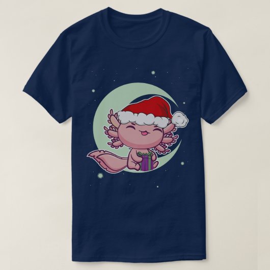 ピンクアオロトルペットホワイトクリスマスイブメカンサラマン Tシャツ (デザイン正面)