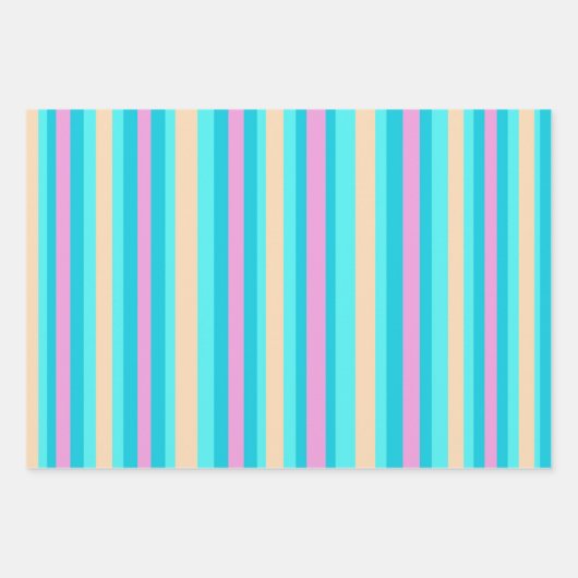 ピンクアクアオレンジラッピング紙セット ラッピングペーパーシート (正面)