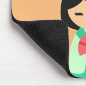 ピンクアクアコケシ日本の人形 マウスパッド (コーナー)