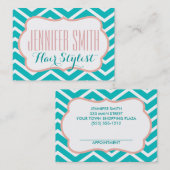 ピンクアクアシェブロンヘアドレッサーサロンアポイントメント 予約カード (正面/裏面)