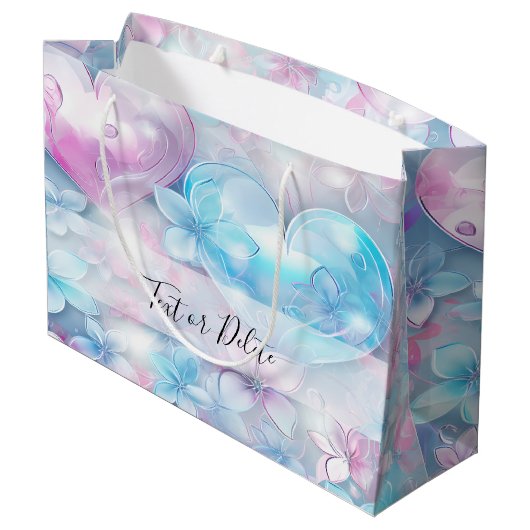 ピンクアクアハートとフラワーズ抱き枕 ラージペーパーバッグ (裏面アングル)