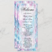 ピンクアクアハートとフラワーズ結婚式 プログラム (正面/裏面)