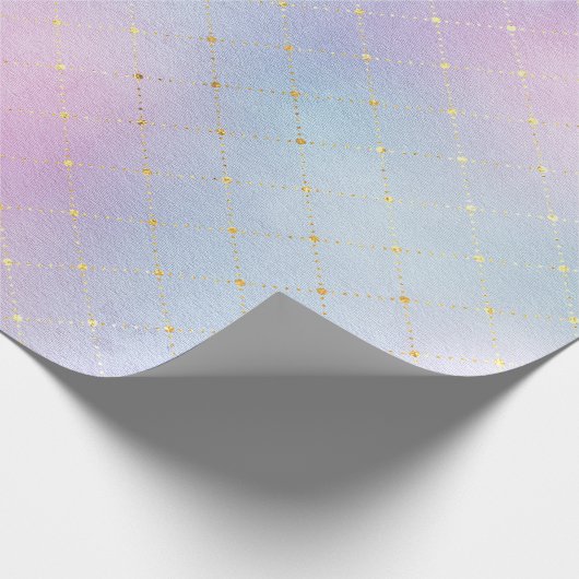 ピンクアクアパステルグラデーション金ゴールドミントスクウェア ラッピングペーパー (角)