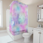 ピンクアクアパープルホワイトユニコーンスパークル       シャワーカーテン (インサイチュ)