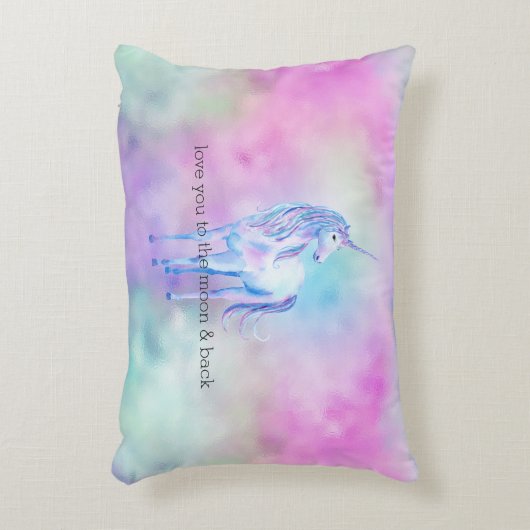ピンクアクアパープルユニコーン アクセントクッション (正面(垂直))