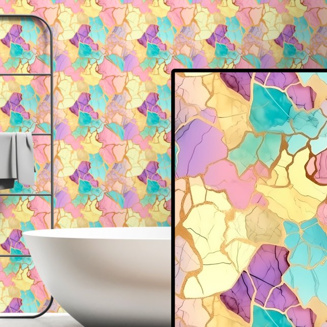 ピンクアクアパープル&金ゴールドマーブル 壁紙 (クリエイターアップロード済み)