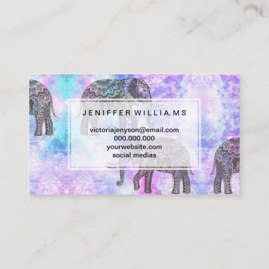 ピンクアクアブラックエレファントブライトトリバル             名刺 (裏面)