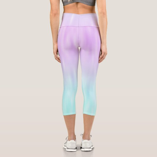 ピンクアクアブルーパステルグラディエントシグラデーションックガーリーシック カプリレギンス (裏面)