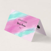 ピンクアクアマリンウォーターカラープロフェッショナルロイヤリティ 名刺 (正面)