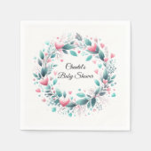 ピンクアクアリースベビーシャワー紙ナプキンス スタンダードカクテルナプキン (正面)