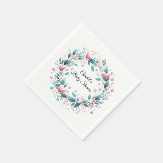 ピンクアクアリースベビーシャワー紙ナプキンス スタンダードカクテルナプキン (角)