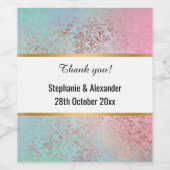 ピンクアクアヴィンテージ大理石カスタムワインラベル ワインラベル (シングルラベル)