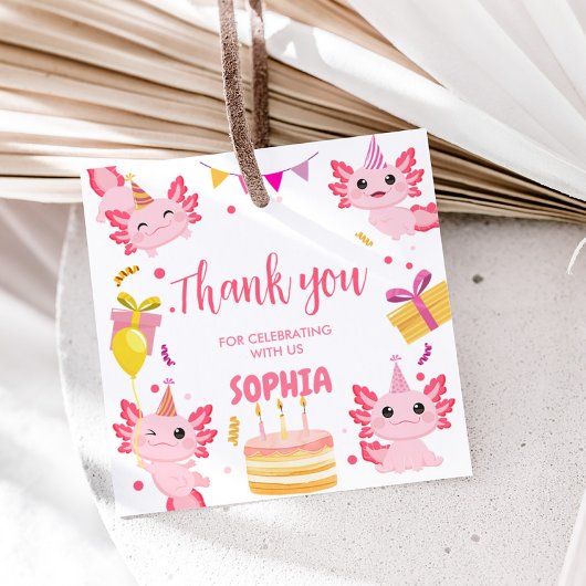 ピンクアクソロテルアロタルバースデーパーティースクエア フェイバータグ