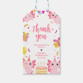 ピンクアクソロトルアロタリーバースデーパーティーメッセージカード ギフトタグ (正面)