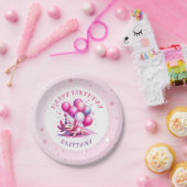 ピンクアクソロトルガールズバースデーパーティー ペーパープレート (パーティー)