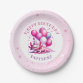 ピンクアクソロトルガールズバースデーパーティー ペーパープレート (正面)