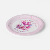 ピンクアクソロトルガールズバースデーパーティー ペーパープレート (アングル)