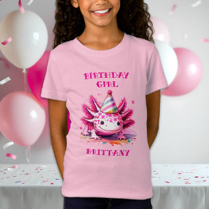 ピンクアクソロトルガールズ誕生日ガールパーソナライズされた Tシャツ