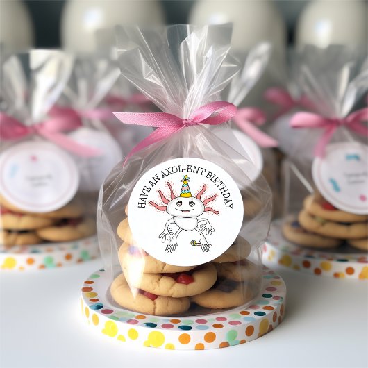 ピンクアクソロトルハッピーバースデー ラウンドシール