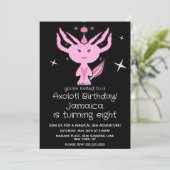 ピンクアクソロトルバースデーパーティードハンドドロー招待状 招待状 (スタンド正面)