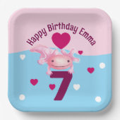 ピンクアクソロトルパーティー ペーパープレート (正面)