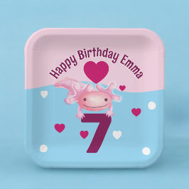 ピンクアクソロトルパーティー ペーパープレート