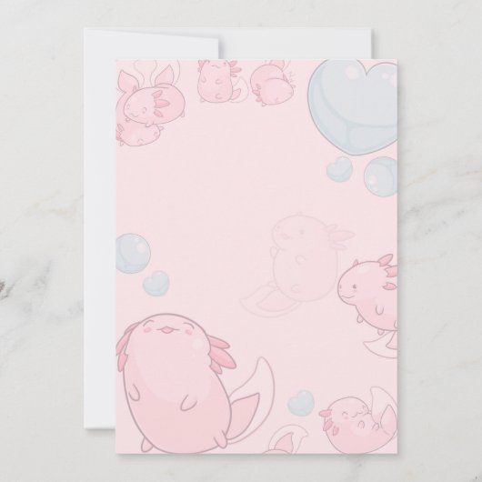 ピンクアクソロトルベビーシャワー招待状ガール 招待状 (裏面)