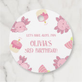 ピンクアクソロトル子供の誕生日お土産ギフト フェイバータグ (裏面)