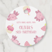 ピンクアクソロトル子供の誕生日お土産ギフト フェイバータグ (正面)