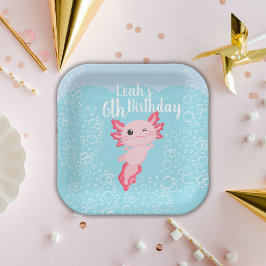 ピンクアクソロトル誕生日パーティー ペーパープレート