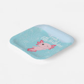 ピンクアクソロトル誕生日パーティー ペーパープレート (傾斜あり)