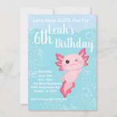 ピンクアクソロトル誕生日パーティー 招待状 (正面)