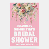 ピンクアクリルフローラブライダルシャワーウェルカムサイン アクリルサイン (正面)