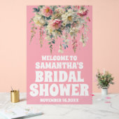 ピンクアクリルフローラブライダルシャワーウェルカムサイン アクリルサイン (ウェディング)