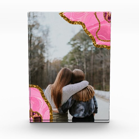 ピンクアゲテグリッターBFFファミリーフレンズ写真 フォトブロック (正面)