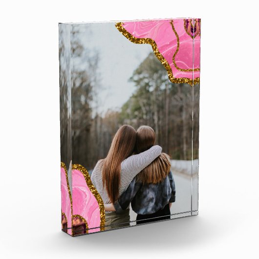 ピンクアゲテグリッターBFFファミリーフレンズ写真 フォトブロック (左)