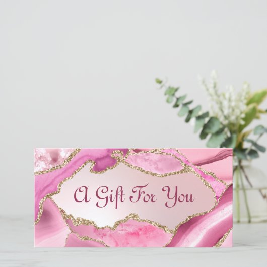 ピンクアゲテフェイクフォイルギフト証書 (スタンド正面)