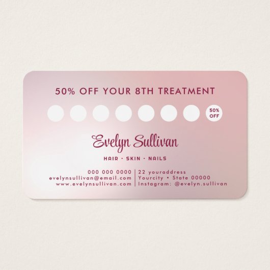 ピンクアゲテフェイクフォイルロイヤリティカード (裏面)