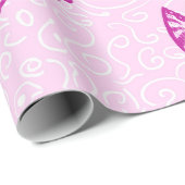 ピンクアゲハチョウ蝶ラッピング紙。 ラッピングペーパー (ロールコーナー)