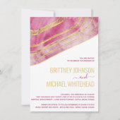 ピンクアゲモダンートゴールドフォイル結婚式招待状 招待状 (正面)