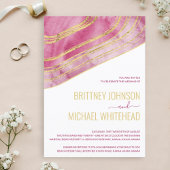 ピンクアゲモダンートゴールドフォイル結婚式招待状 招待状